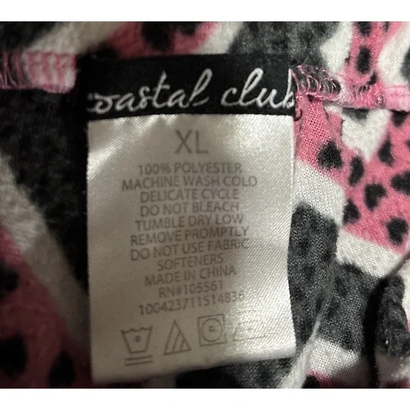 Coastal Club Girls XL 14/16 Pajama Set Pink Black Chevron Fleece 2pc PJ Set - Picture 8 of 9